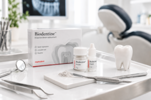 Biodentine na sterylnej tacy dentystycznej